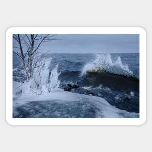 Ice formation and big wave crashing Sticker